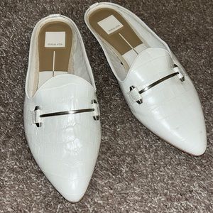 Dolce vita white leather mules